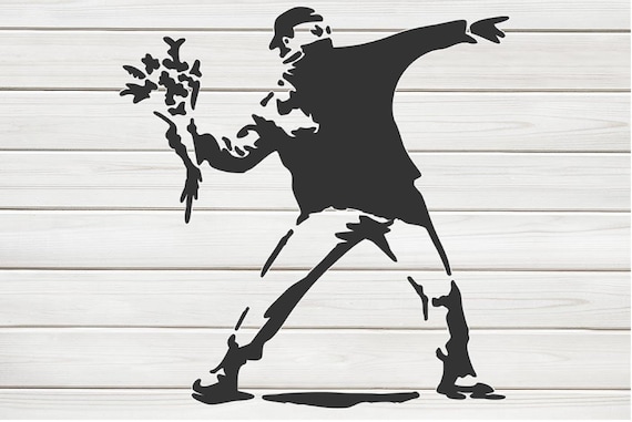 Banksy Flower Thrower Stencil Model Image design print Digital ...