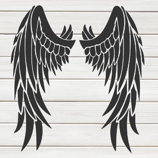 Large Angel Wings Stencil Model template design print, Digital Download ClipArt Graphic for Dyi craft wall furniture deco , SVG, PNG, DXF