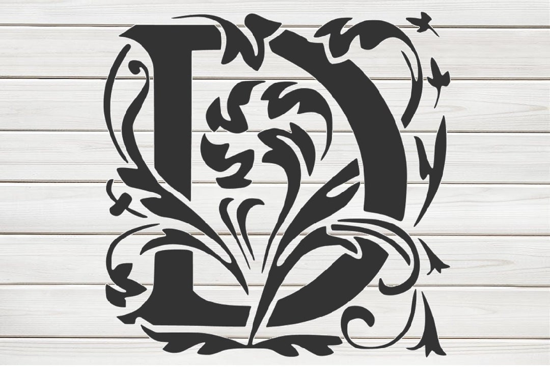 Initial Letter D Stencil Model Image Design Print Digital Download