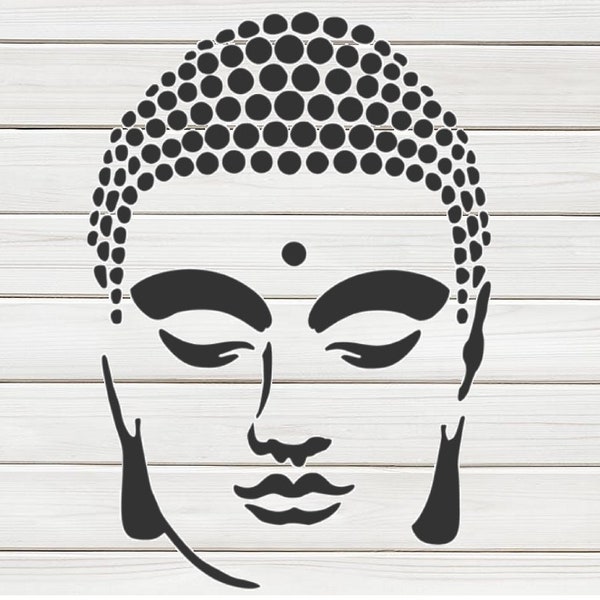 Zen Meditation Buddha Face Stencil Template design print Digital Download ClipArt Graphic Dyi craft furniture Wall deco Vector SVG PNG DXF