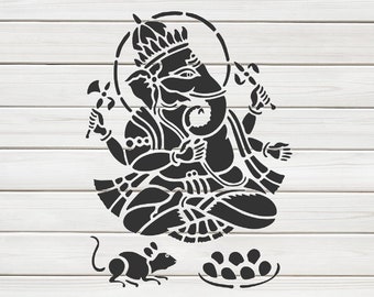 Ganesha elephant head god Stencil Model Template design print Digital Download ClipArt Graphic for Dyi craft wall furniture deco SVG PNG DXF