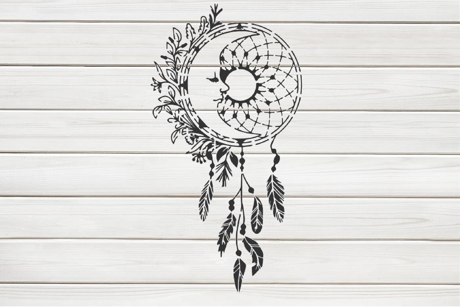 Dream Catcher Moon Stencil Model Template Design Print Etsy