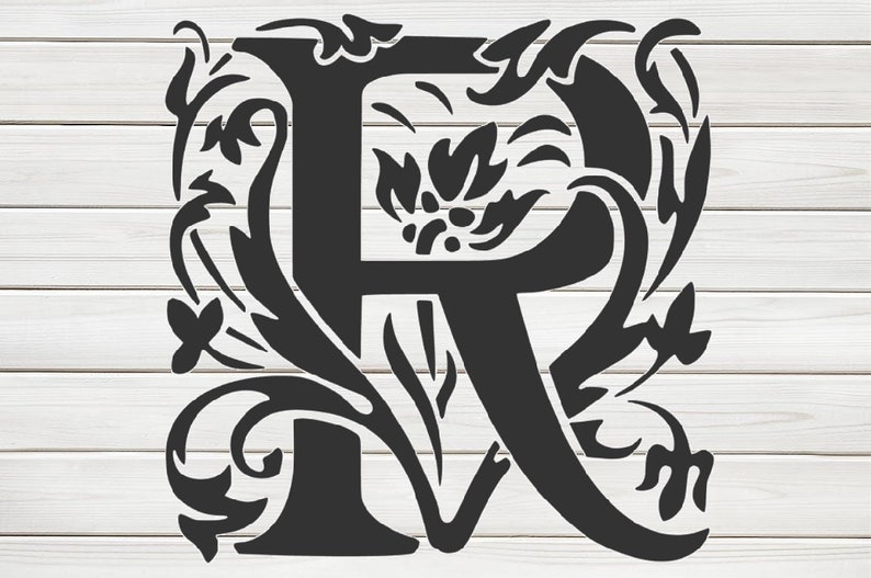 Initial Letter R Stencil Model Image design print Digital Download ClipArt Graphic Dyi craft furniture Wall Deco Vector SVG PNG DXF image 1