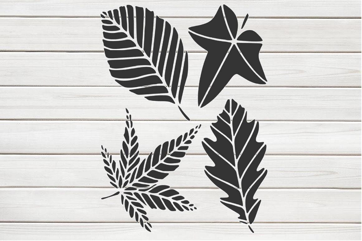 Autumn Leaves Set Stencil Model Image design print Digital | Etsy