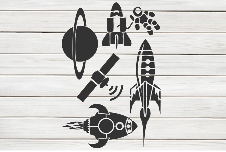 Kids Space Rocket Astronaut Stencil Model design print - Etsy.de