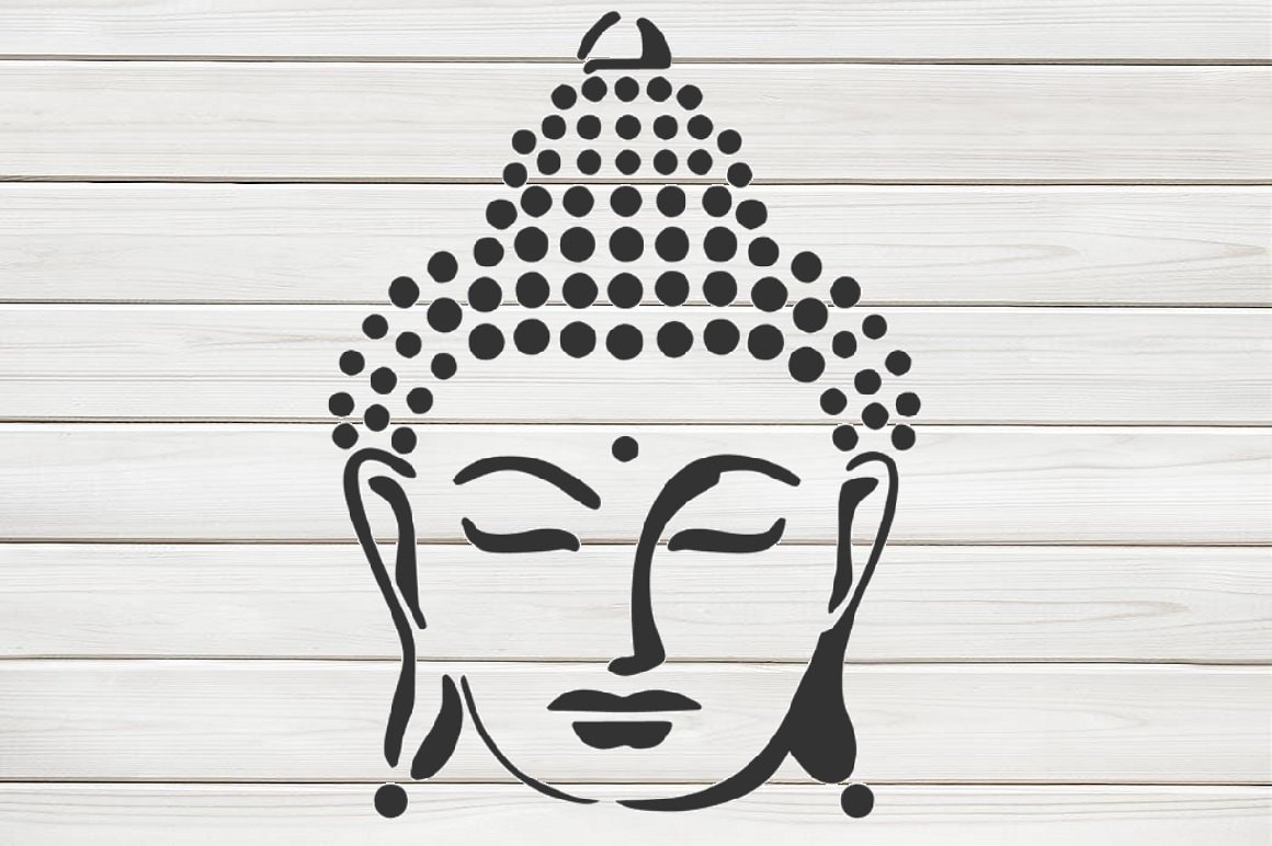 Zen Peaceful Buddha Face Stencil Model Image design print | Etsy