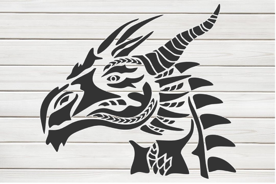 Medieval Dragon Head Stencil Model Image Design Print Digital - Etsy