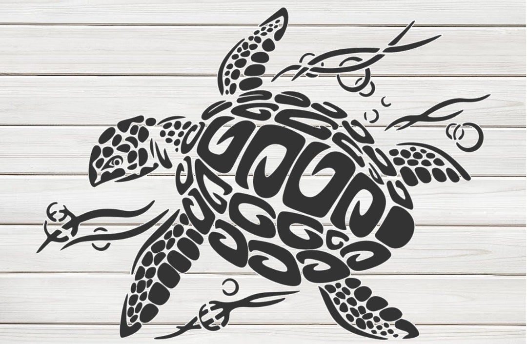 Tribal Sea Turtle Head Stencil Model Image Design Print Digital
