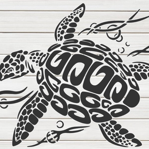 Tribal Sea Turtle Head Stencil Model Image design print Digital Download ClipArt Graphic Dyi craft furniture Wall Deco Vector SVG PNG DXF