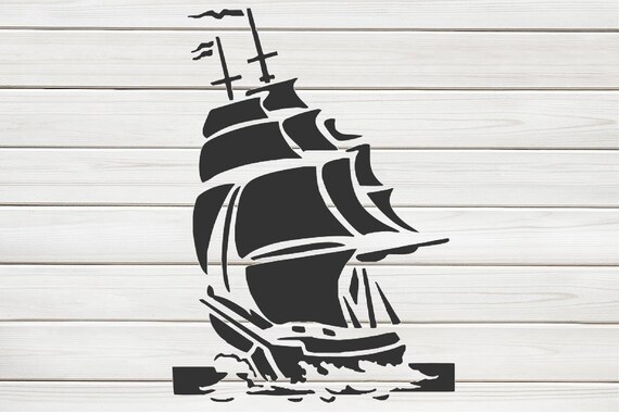 Sailing Ship Boat Stencil Model Template design print Digital | Etsy
