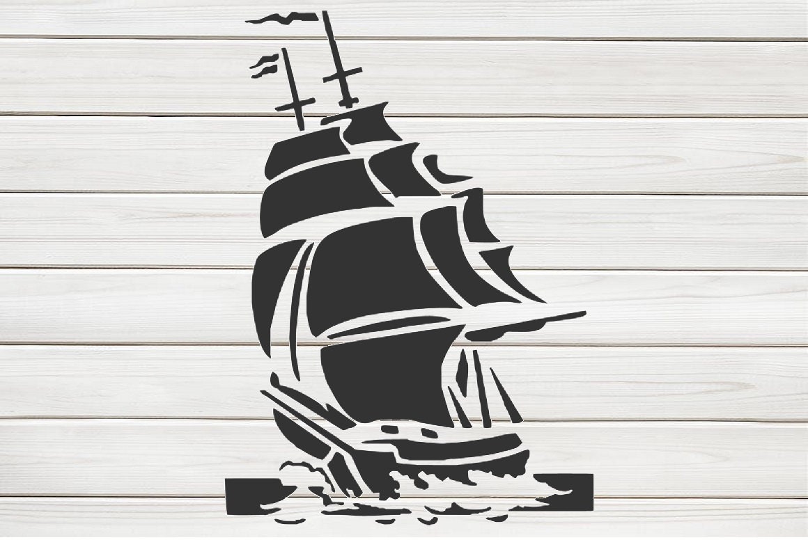Sailing Ship Boat Stencil Model Template Design Print Digital - Etsy Canada