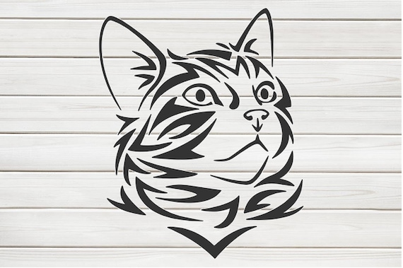 Tribal Cute Cat Face No2 Stencil Model Image Design Print Digital Download  Clipart Graphic Dyi Craft Furniture Wall Deco Vector SVG PNG DXF - Etsy  Sweden
