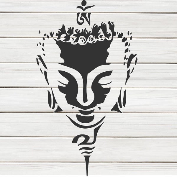 Zen Buddha Face Stencil Model Template design print Digital Download ClipArt Graphic for Dyi craft wall furniture deco Vector SVG PNG DXF