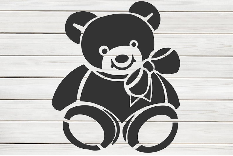 Cute Teddy Bear Stencil Model Image Design Print Digital Etsy