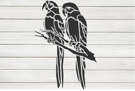 Two Cute Parrot Birds Stencil Model Image Design Print Digital Download  Clipart Graphic Dyi Craft Furniture Wall Deco Vector SVG PNG DXF - Etsy  Ireland