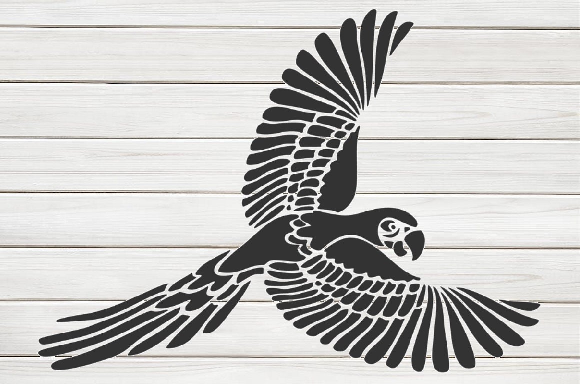 Parrot Bird Flying Stencil Model Template Design Print Digital - Etsy
