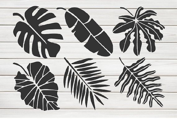 Leaf Stencil, Leaves Bundles Stencil, Tropical Leaves Stencil. By