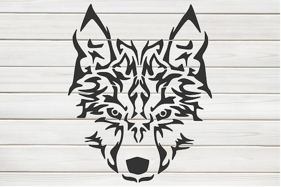 Tribal Wolf Dog Face Stencil Template Design Print Digital Download Clipart  Graphic Dyi Craft Furniture Wall Deco Vector SVG PNG DXF - Etsy