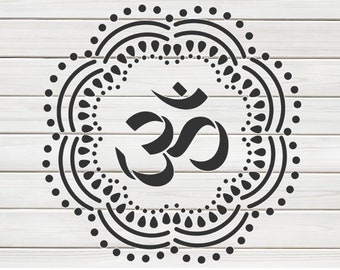 Om Aum Hindu Lucky Symbol Stencil Model Image design print Digital Download ClipArt Graphic Dyi craft furniture Wall Deco Vector SVG PNG DXF