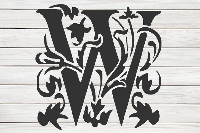 Initial Letter W Stencil Model Image Design Print Digital Etsy