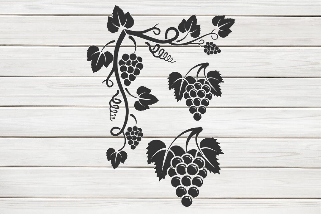 Bunch Vine Grapes Stencil Model Template Design Print, Digital Download ...
