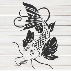 Beautiful Koi Fish Stencil Model Template Design Print - Etsy