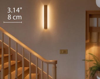Smart  Dimmable Oak Wall Light: Linear LED Lamp, Rustic Wood