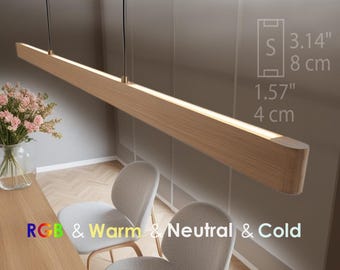 Long Smart linear pendant light for kitchen island and dining table: RGB  Dimmable