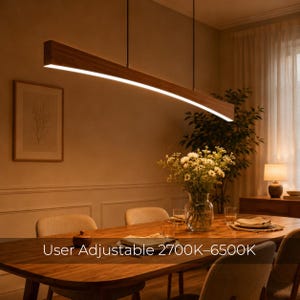 Long Unique suspended linear light fixture,  Oval  Suspension Chandelier  : custom-made,  2700K – 6500K Adjustable
