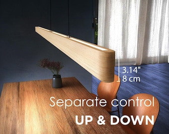 Long  linear pendant light for kitchen island and dining table: Dual-Sided separate, Custom-made, 2700-6500K