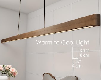 Long  linear pendant light for kitchen island and dining table: Custom-made, Smart, 2700-6500K, Dimmable