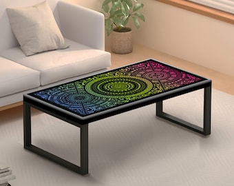 Led Maori coffe  table, Touch table, lighted coffee table, Wooden coffe table, Coffee table with a pattern, Personalized coffe  table