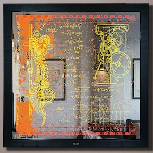 Da Vinci Code Backlit Stained Glass Mirror: LED Light Sensor Wall Art (39x39)