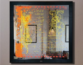 Da Vinci Code Backlit Stained Glass Mirror: LED Light Sensor Wall Art (39x39)