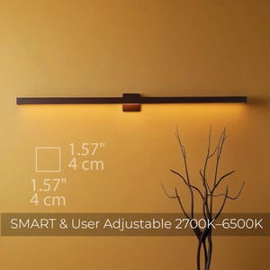 LEDウォールランプ：ユーザー調整可能な2700～6700K、調光機能付きオーク材化粧台ライト（WiFi対応）