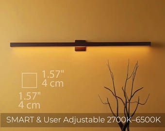 Aplique de pared LED: regulable, de 2700 a 6700 K, con luz de tocador de roble y conexión WiFi.