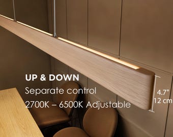 Long Smart linear pendant light for kitchen island and dining table: Custom-made