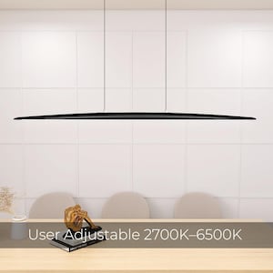 Long linear pendant light for kitchen island and dining table: User adjustable 2700-6700K, WiFi