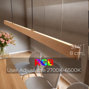 Long  linear pendant light for kitchen island and dining table: RGB  Dimmable