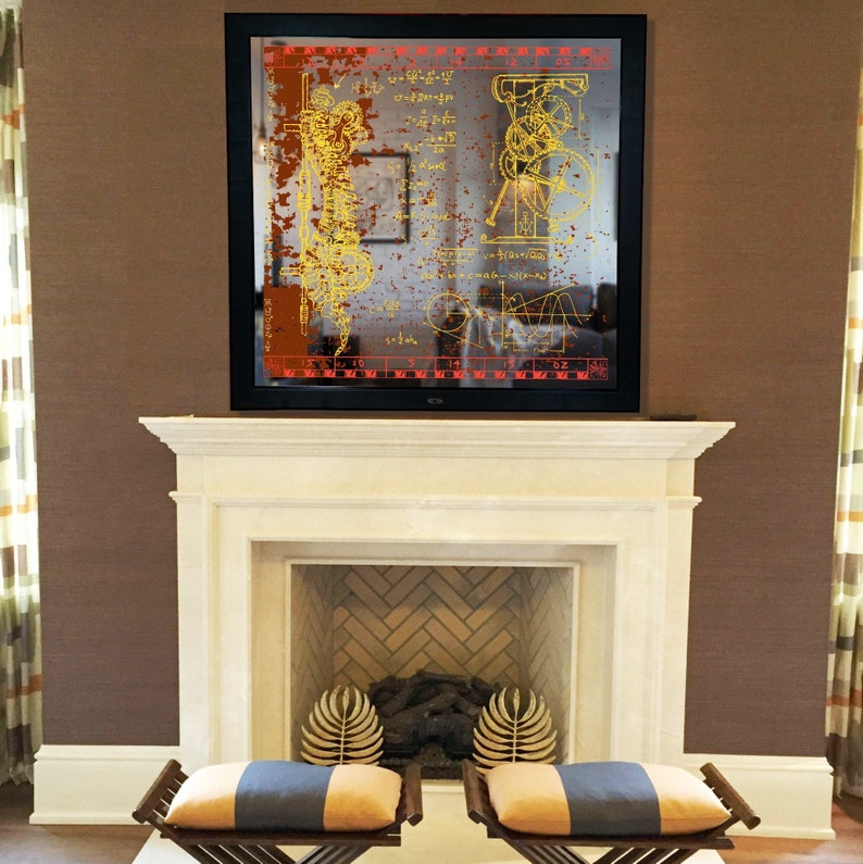 Da Vinci Code Backlit Stained Glass Mirror: LED Light Sensor Wall Art ...