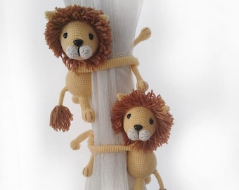 Lion Curtain Tie Back Holder, Safari Animals Theme, Baby Room For Lion, Nursery Decor Safari Theme Lion, Baby Shower Gift