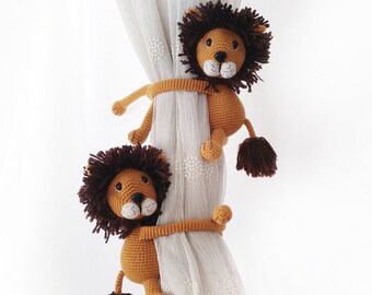 Curtain Tie Back Holder Lion, Safari Animals Theme, Baby Room For Lion, Nursery Decor Lion