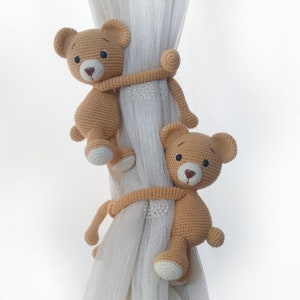Jungle Theme Nursery Decor, Bear Crochet Curtain Tie Back, Baby Room Decor, Baby Shower Gift