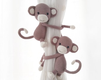 Mink Curtain Tie Back Holder Monkey Healty Baby Room Decor Nursery Decor Tieback Amigurumi Curtain Tieback Holder Monkey Doll Toy