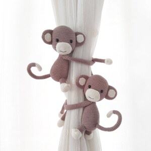 Mink Curtain Tie Back Holder Monkey Healty Baby Room Decor Nursery Decor Tieback Amigurumi Curtain Tieback Holder Monkey Doll Toy
