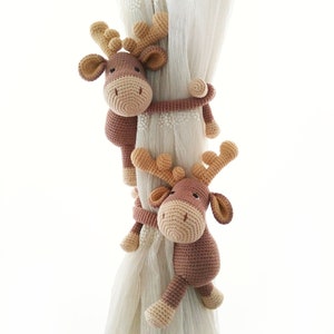 Moose Crochet Curtain Tie Back, Christmas Moose Tie Back, Baby Room Decor, Baby Shower Gift