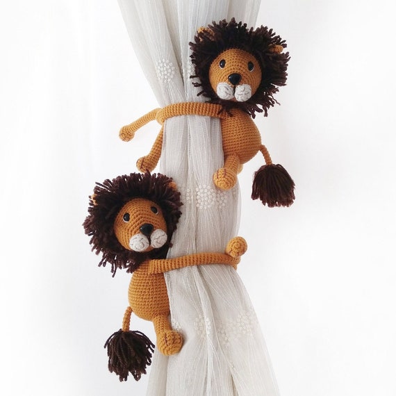 Curtain Tie Back Holder Lion, Safari Animals Theme, Baby Room For Lion, Nursery Decor Lion