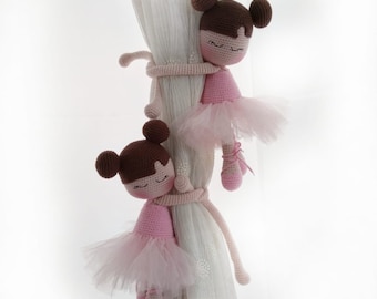 Curtain Tieback Holder Ballerina Doll Amigurumi Baby Room Decor Curtain Tieback Holder Ballerina Doll Toy Nursery Decor Ballerina Doll