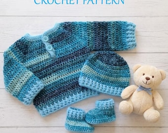 Häkelanleitung Baby Pullover, Mütze und Schühchen, PDF #184.