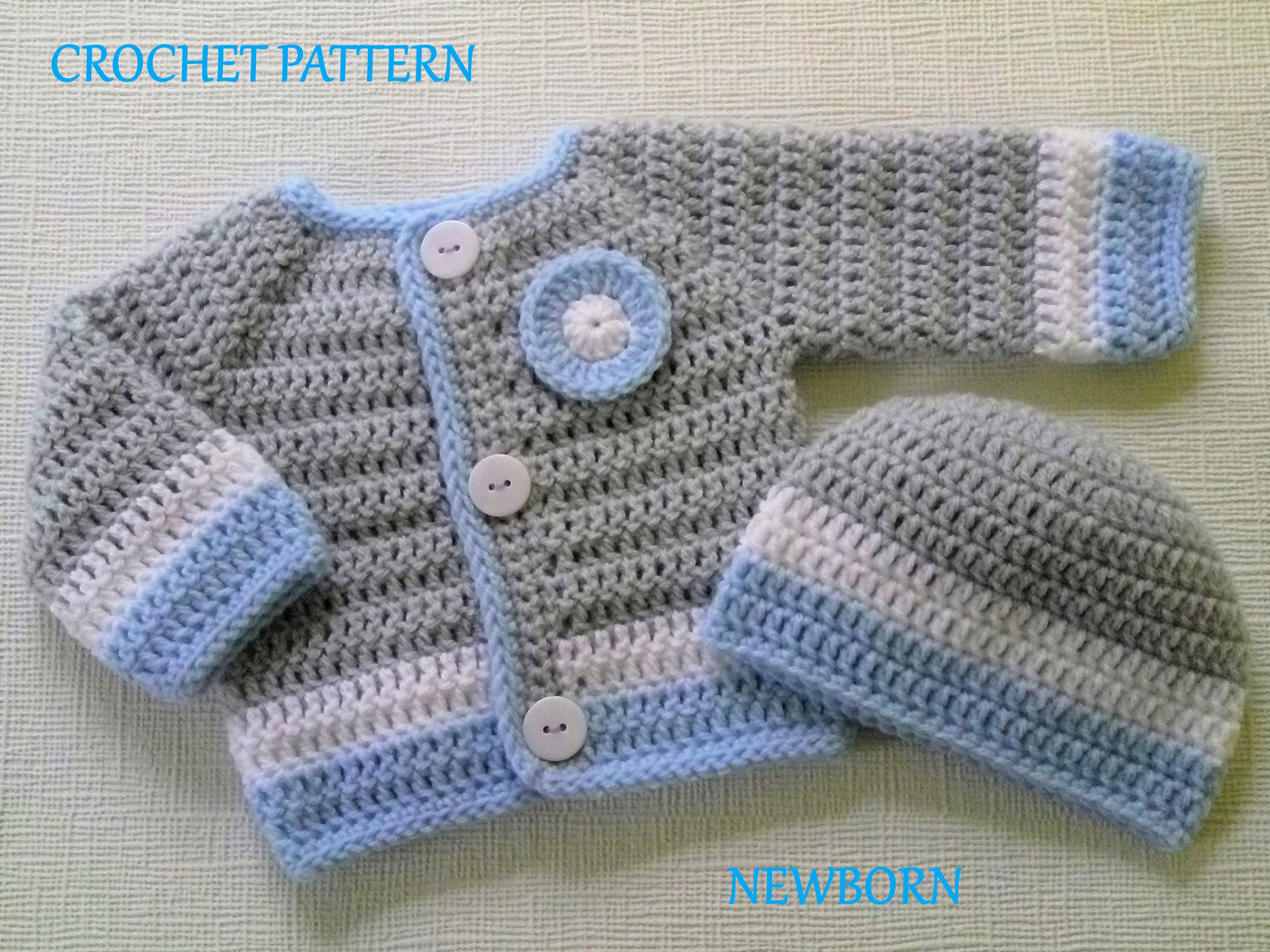 Crochet Pattern Baby Hat and Cardigan Crochet Baby Hat - Etsy UK